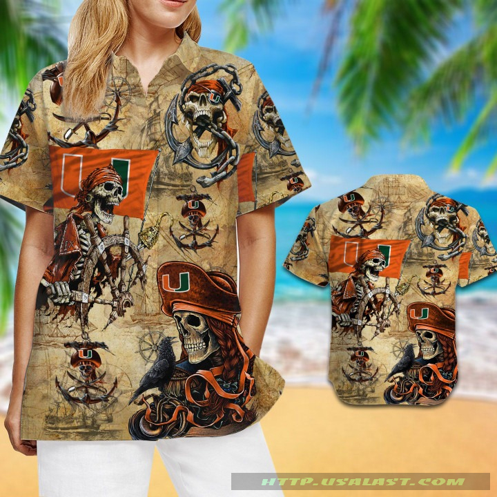 NEW Miami Hurricanes NCAA Pirates Aloha Hawaiian Shirt