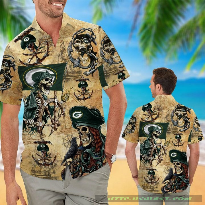 NEW Green Bay Packers Pirates Aloha Hawaiian Shirt