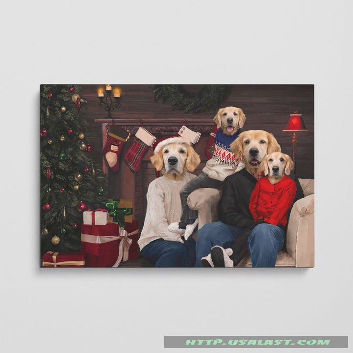 TRENDING The Family Christmas Custom Four Pets Image Poster Canvas Print