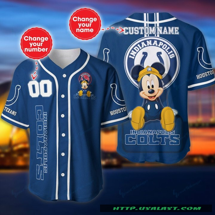 Top Trending Indianapolis Colts Mickey Mouse Personalized Baseball Jersey Shirt