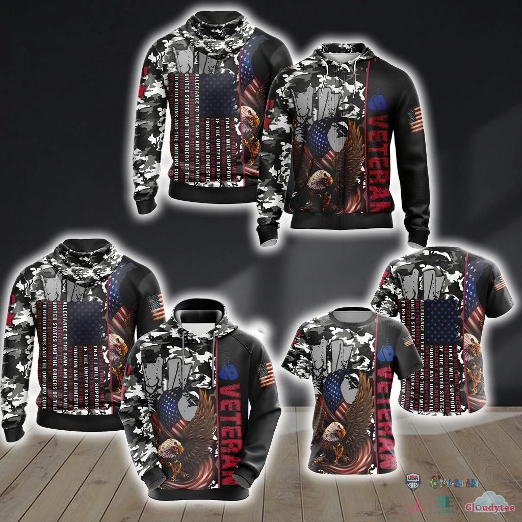 Best Sale US Veteran Eagle American Flag 3D Shirt Hoodie