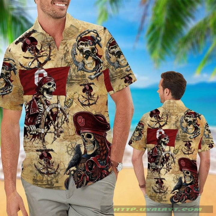 NEW Oklahoma Sooners NCAA Pirates Aloha Hawaiian Shirt