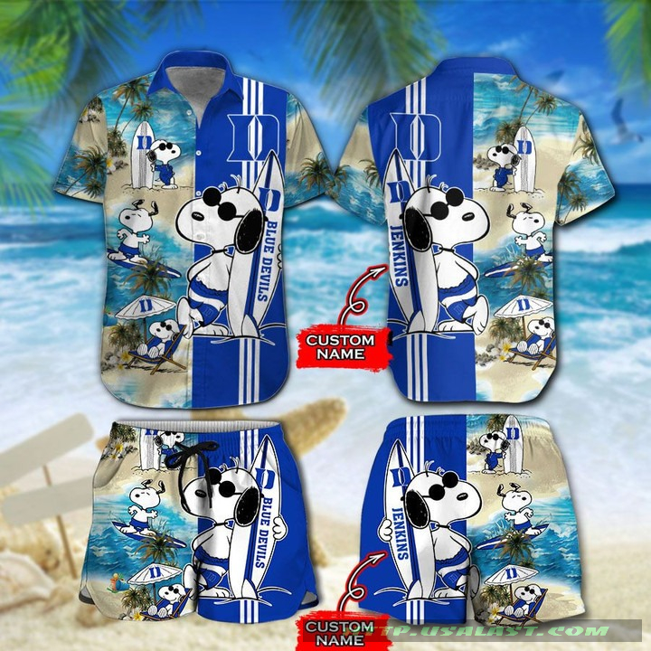 (Big Sale) Personalized Duke Blue Devils Snoopy Surfing Hawaiian Shirt