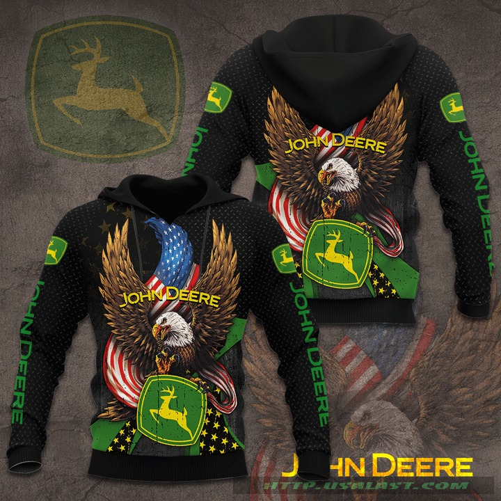 John Deere Eagle American Flag 3D All Over Print Hoodie
