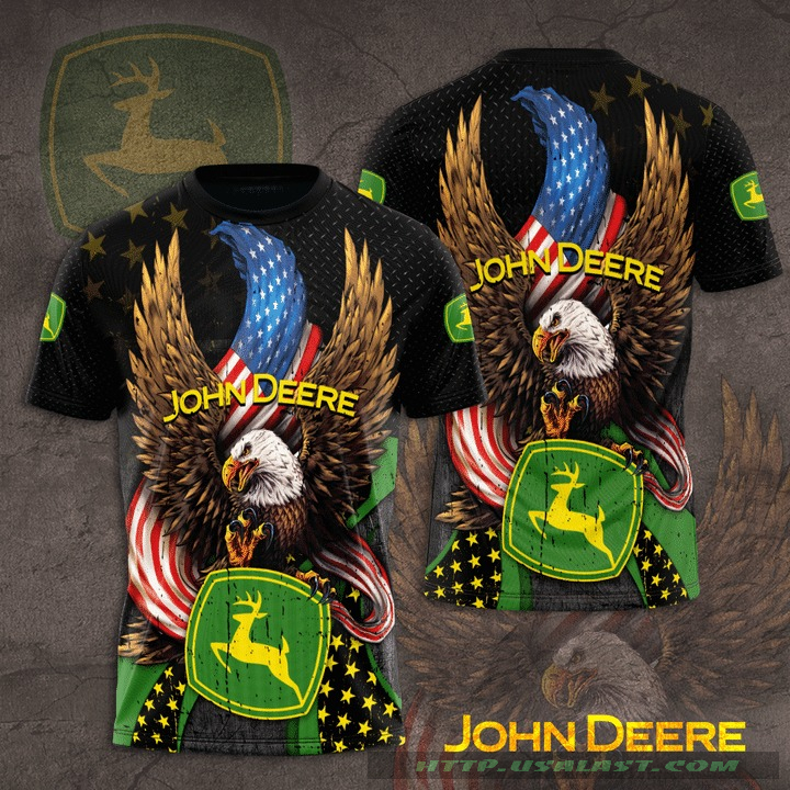 John Deere Eagle American Flag 3D All Over Print Hoodie