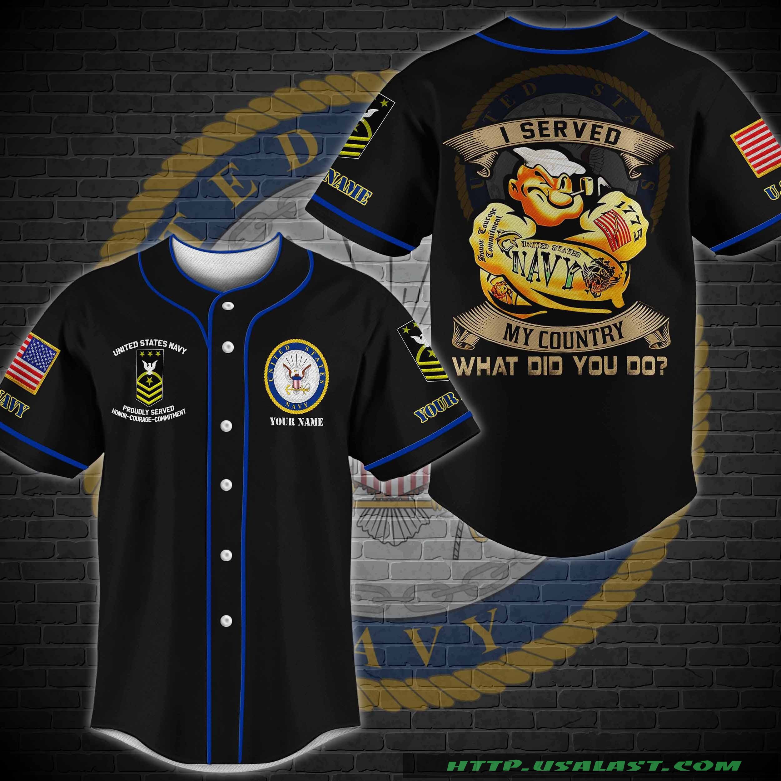Trending Personalized Popeye US Navy I Served My Country What Did You Do Baseball Shirt