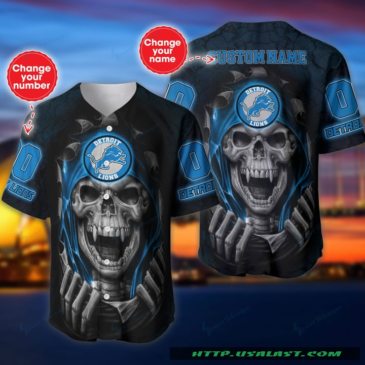 Top Trending Personalized Detroit Lions Vampire Skull Baseball Jersey Shirt