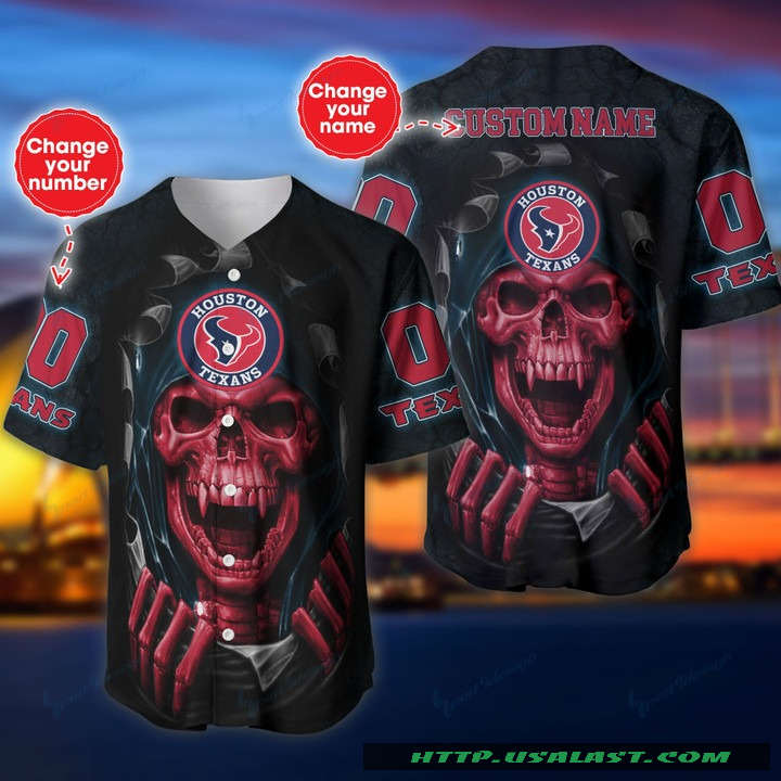 Top Trending Personalized Houston Texans Vampire Skull Baseball Jersey Shirt