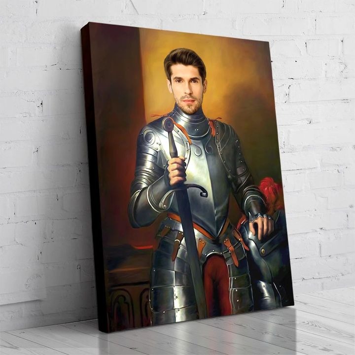 The Noble Knight Personalized Male Portrait Poster Canvas Print