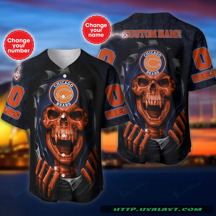 Top Trending Personalized Chicago Bears Vampire Skull Baseball Jersey Shirt