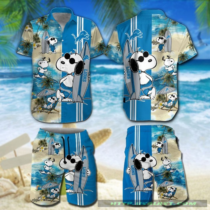 Awesome Detroit Lions Snoopy Surfing Hawaiian Shirt