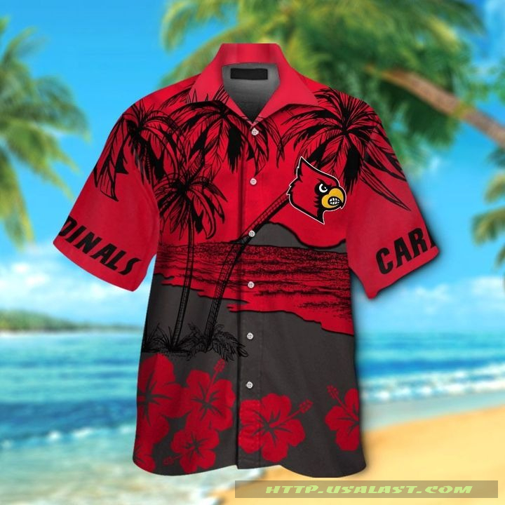 NEW Louisville Cardinals Hibiscus Hawaiian Shirt Beach Short