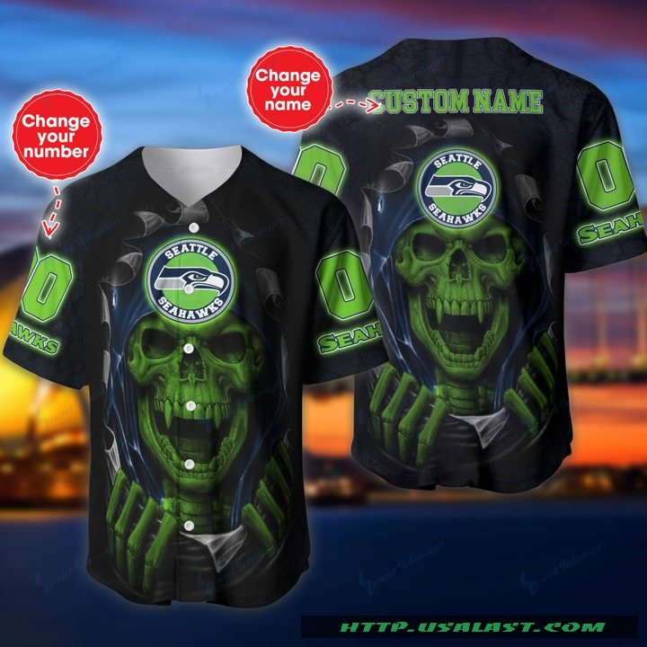 Top Trending Personalized Seattle Seahawks Vampire Skull Baseball Jersey Shirt