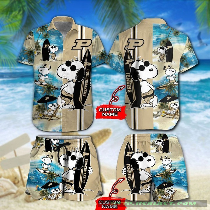 Cool Personalized Purdue Boilermakers Snoopy Surfing Hawaiian Shirt