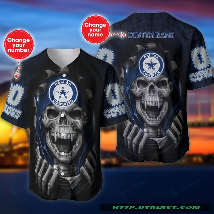 Top Trending Personalized Dallas Cowboys Vampire Skull Baseball Jersey Shirt