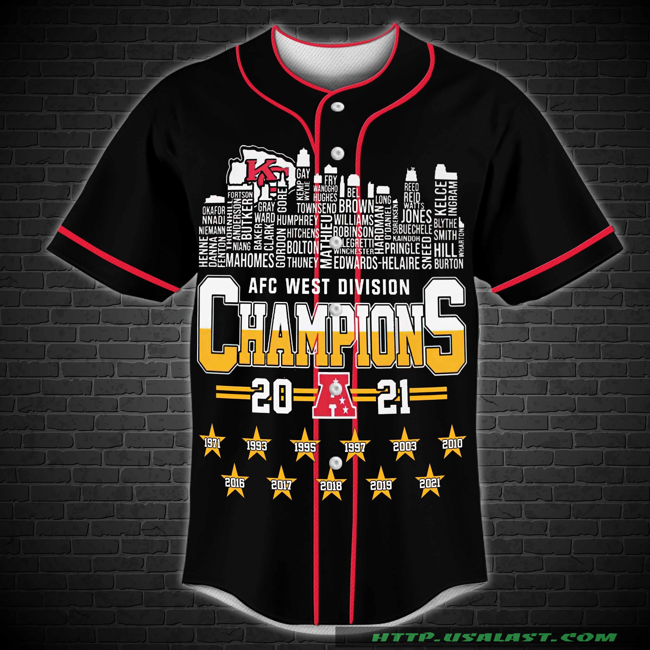 Trending Kansas City Chiefs AFC West Division Champions 2021 Baseball Jersey Shirt