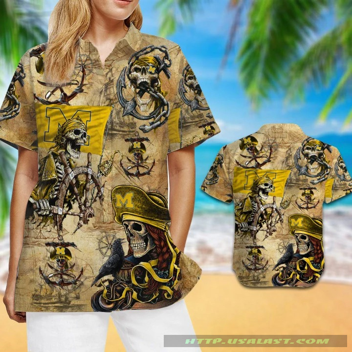 NEW Michigan Wolverines NCAA Pirates Aloha Hawaiian Shirt