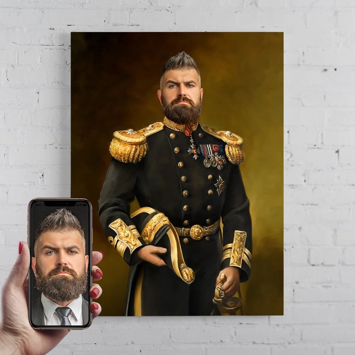 The Admiral Personalized Male Portrait Poster Canvas Print