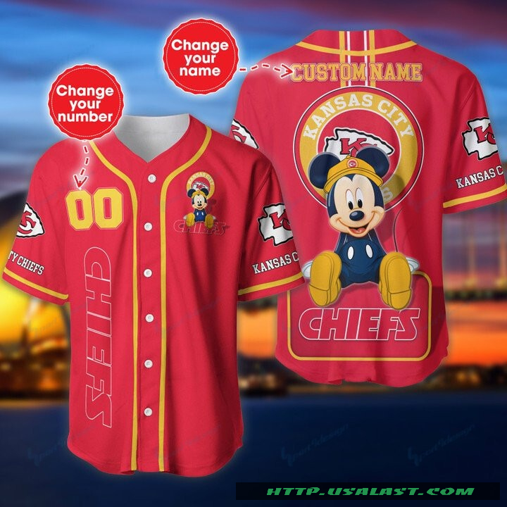 Top Trending Kansas City Chiefs Mickey Mouse Personalized Baseball Jersey Shirt