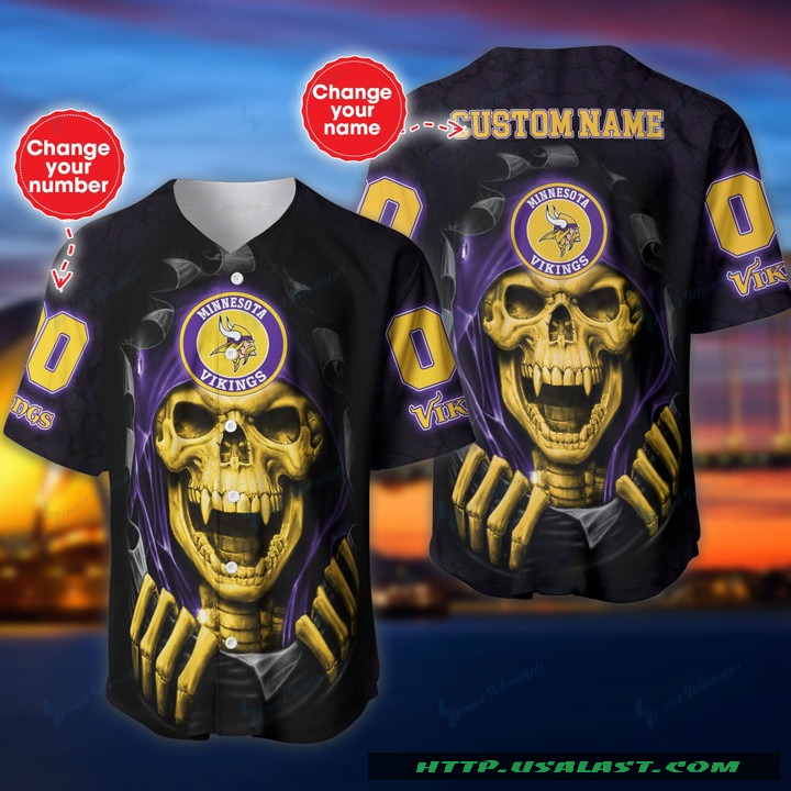 Top Trending Personalized Minnesota Vikings Vampire Skull Baseball Jersey Shirt
