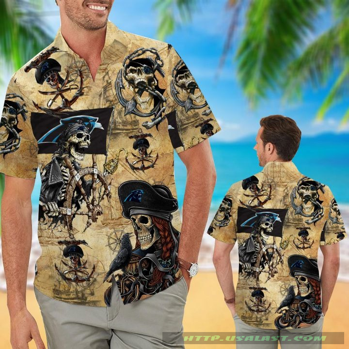 NEW Carolina Panthers Pirates Aloha Hawaiian Shirt