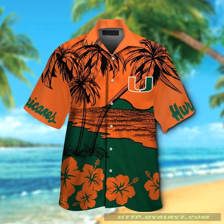 NEW Miami Hurricanes Hibiscus Hawaiian Shirt Beach Short