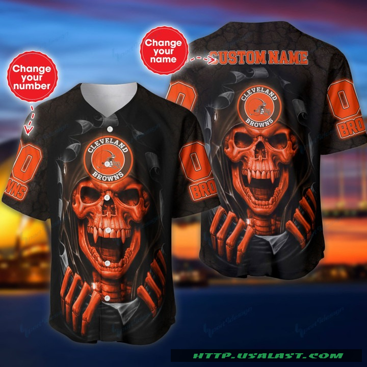 Top Trending Personalized Cleveland Browns Vampire Skull Baseball Jersey Shirt