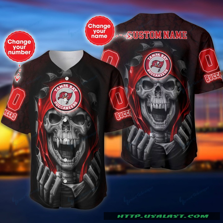 Top Trending Personalized Tampa Bay Buccaneers Vampire Skull Baseball Jersey Shirt