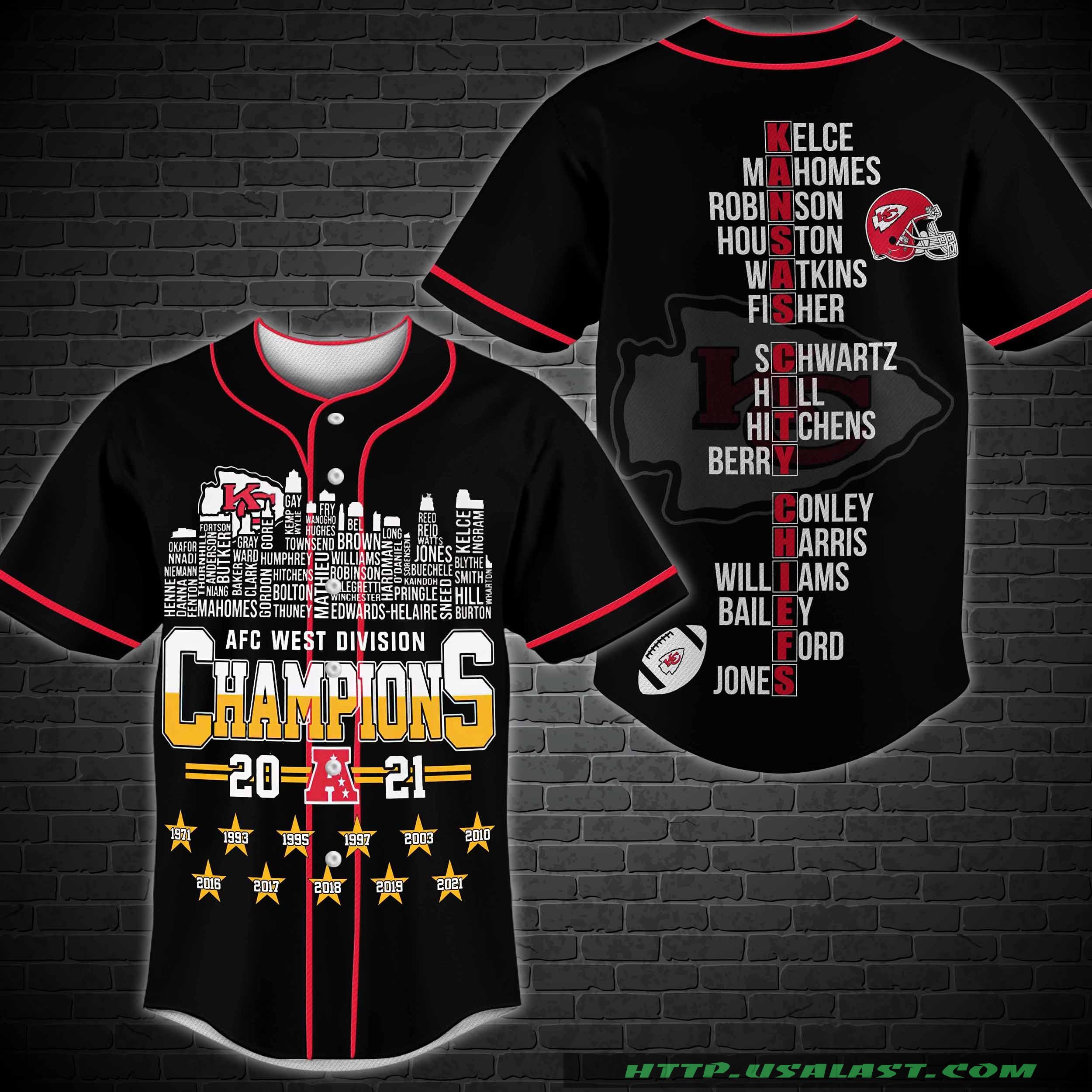 Trending Kansas City Chiefs AFC West Division Champions 2021 Baseball Jersey Shirt