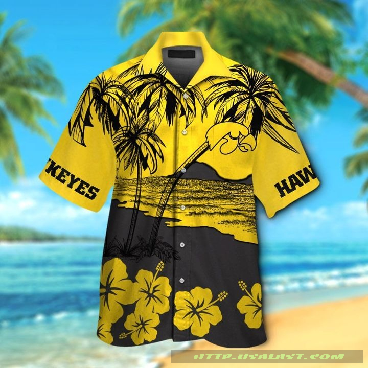 NEW Iowa Hawkeyes Hibiscus Hawaiian Shirt Beach Short