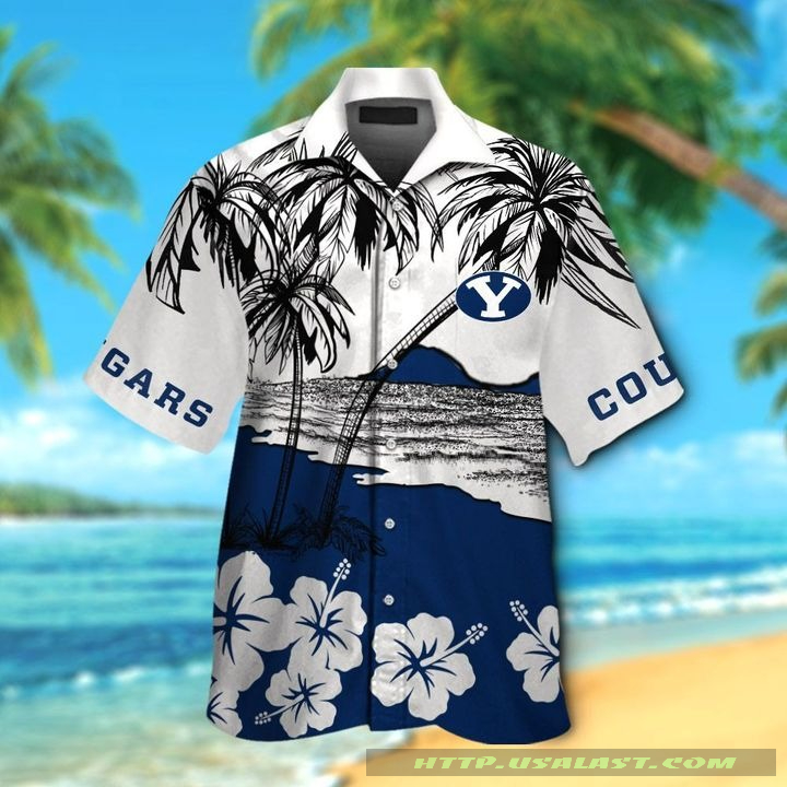 NEW BYU Cougars Hibiscus Hawaiian Shirt Beach Short