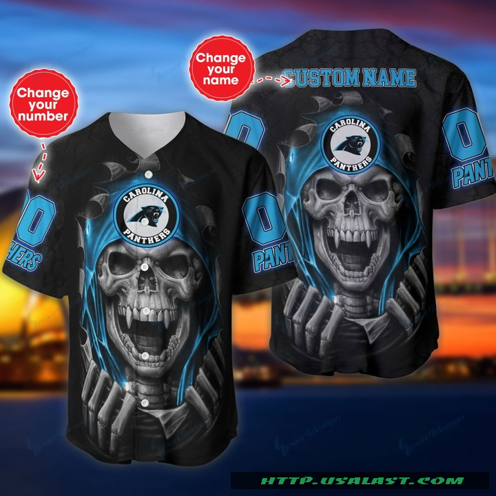 Top Trending Personalized Carolina Panthers Vampire Skull Baseball Jersey Shirt