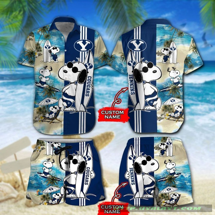 Premium Personalized BYU Cougars Snoopy Surfing Hawaiian Shirt