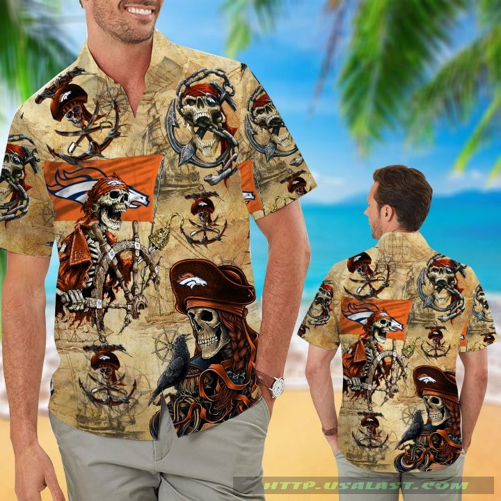 NEW Denver Broncos Pirates Aloha Hawaiian Shirt
