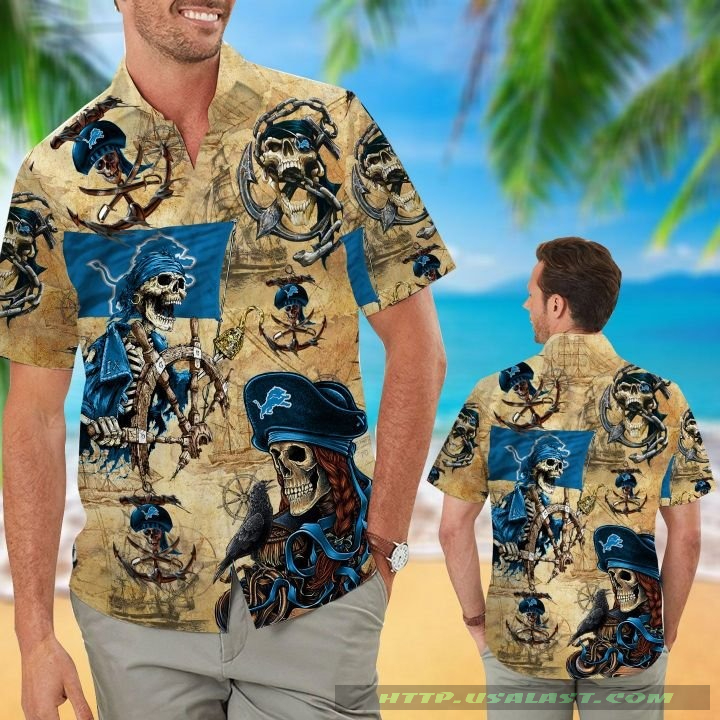 NEW Detroit Lions Pirates Aloha Hawaiian Shirt