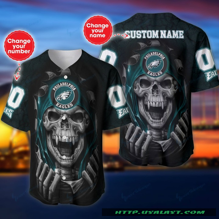 Top Trending Personalized Philadelphia Eagles Vampire Skull Baseball Jersey Shirt