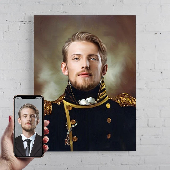 The Lieutenant Personalized Male Portrait Poster Canvas Print