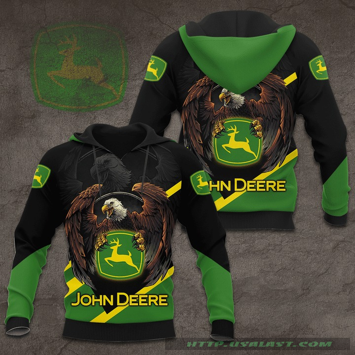 John Deere New Eagle Black Green 3D Full Print Hoodie