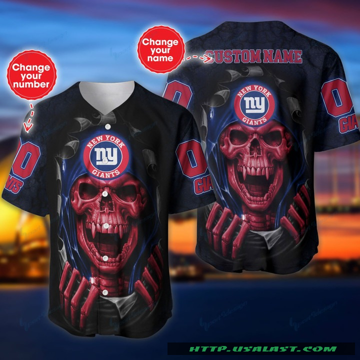 Top Trending Personalized New York Giants Vampire Skull Baseball Jersey Shirt