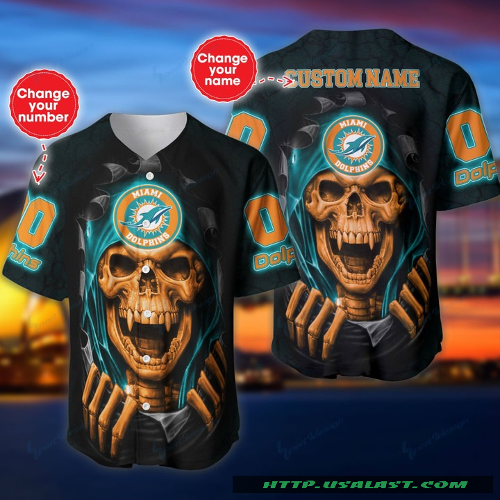 Top Trending Personalized Miami Dolphins Vampire Skull Baseball Jersey Shirt