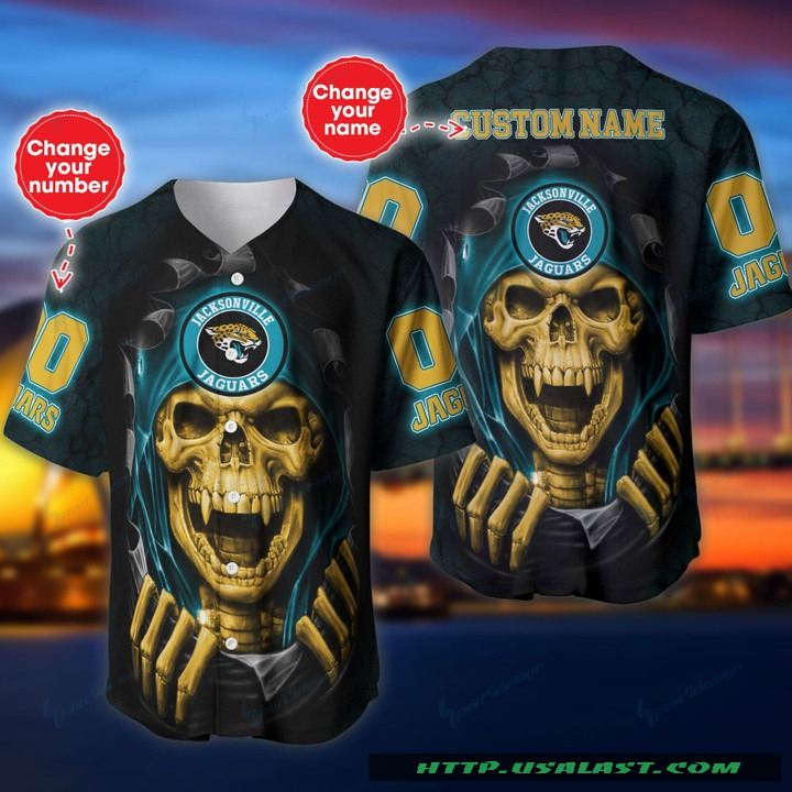 Top Trending Personalized Jacksonville Jaguars Vampire Skull Baseball Jersey Shirt