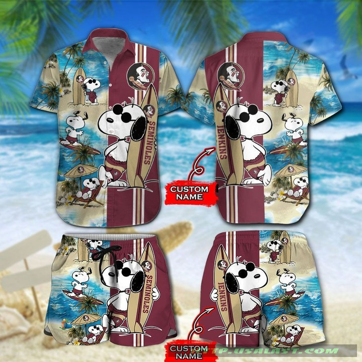 Best Quality Personalized Florida State Seminoles Snoopy Surfing Hawaiian Shirt
