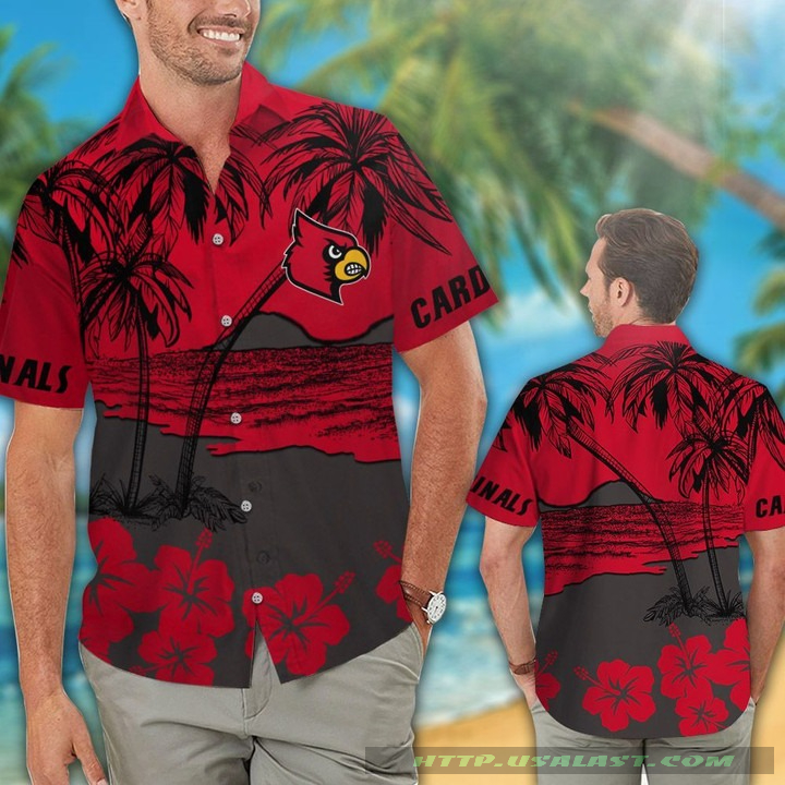NEW Louisville Cardinals Hibiscus Hawaiian Shirt Beach Short