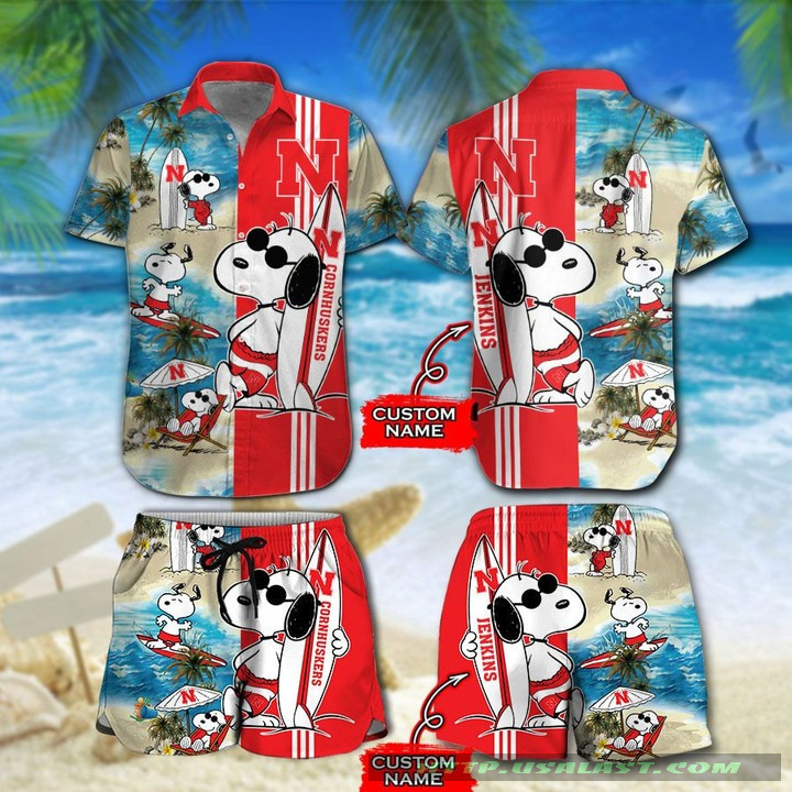 Best Selling Personalized Nebraska Cornhuskers Snoopy Surfing Hawaiian Shirt