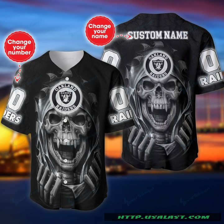 Top Trending Personalized Las Vegas Raiders Vampire Skull Baseball Jersey Shirt