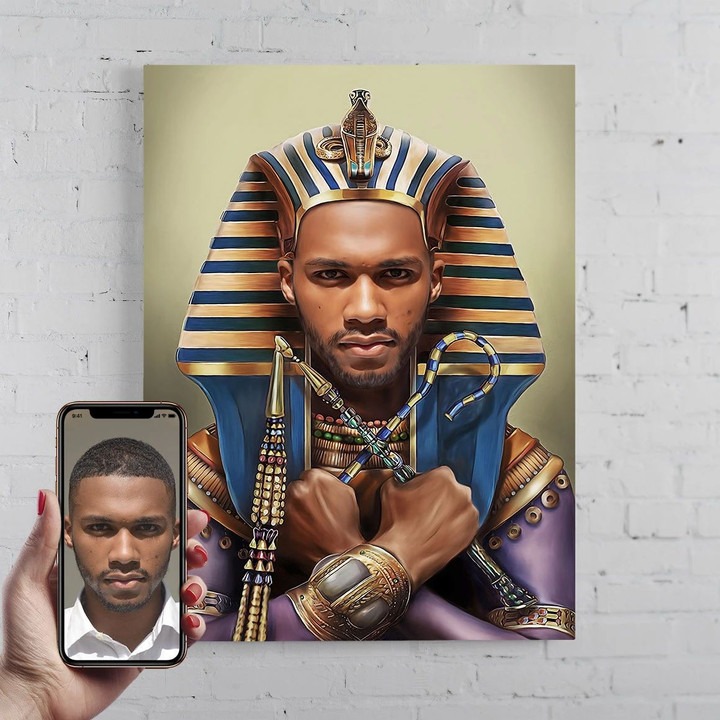 The Pharaoh Personalized Male Portrait Poster Canvas Print