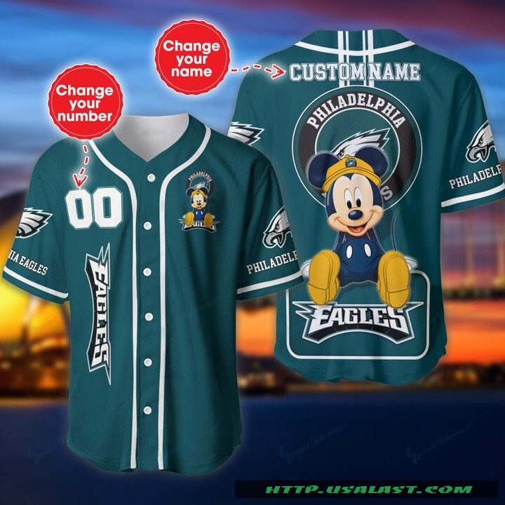 Top Trending Philadelphia Eagles Mickey Mouse Personalized Baseball Jersey Shirt