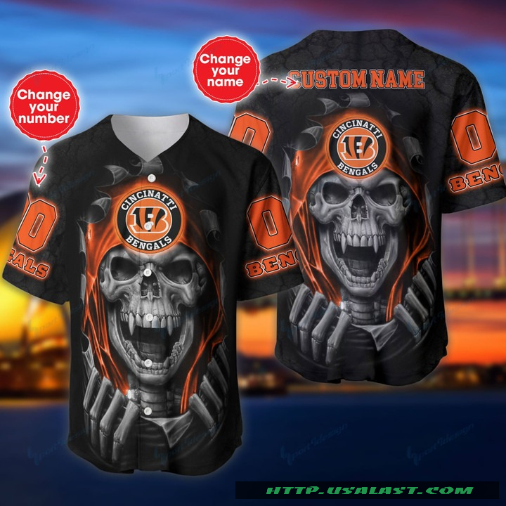Top Trending Personalized Cincinnati Bengals Vampire Skull Baseball Jersey Shirt