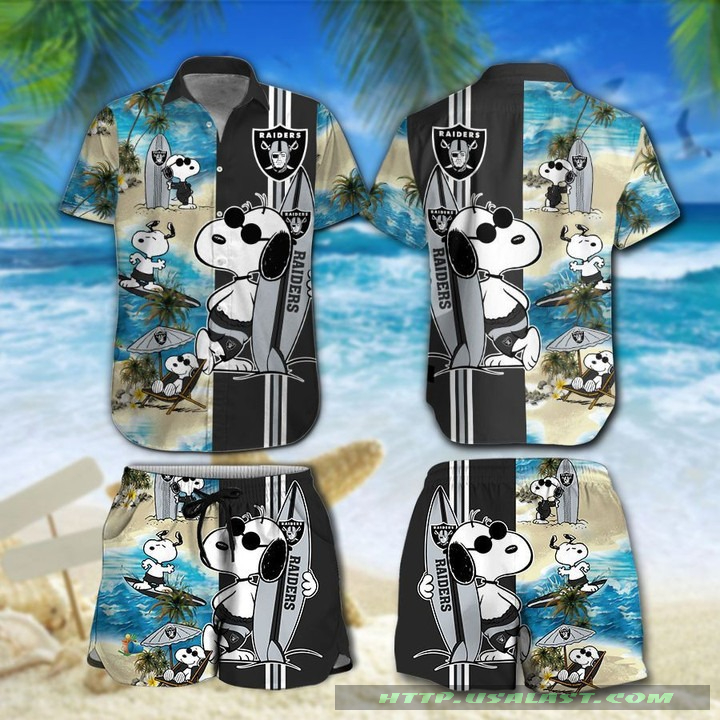 For Fans Las Vegas Raiders Snoopy Surfing Hawaiian Shirt