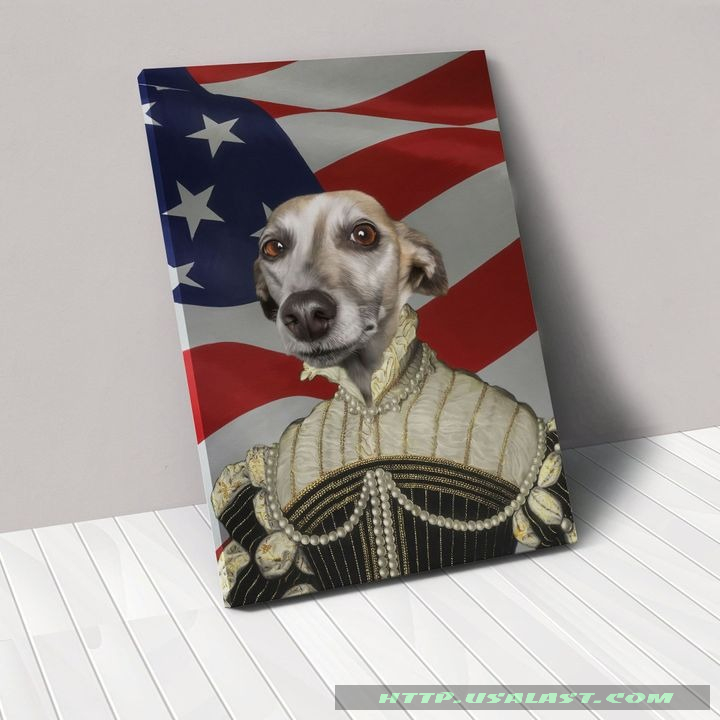 The Pearled Lady American Flag Custom Pet Photo Poster Canvas Print